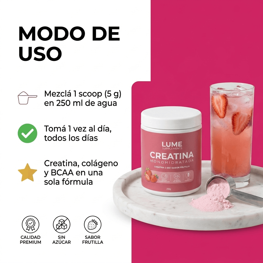 LUME Creatina + Colágeno 3 en 1 · 250g — 3